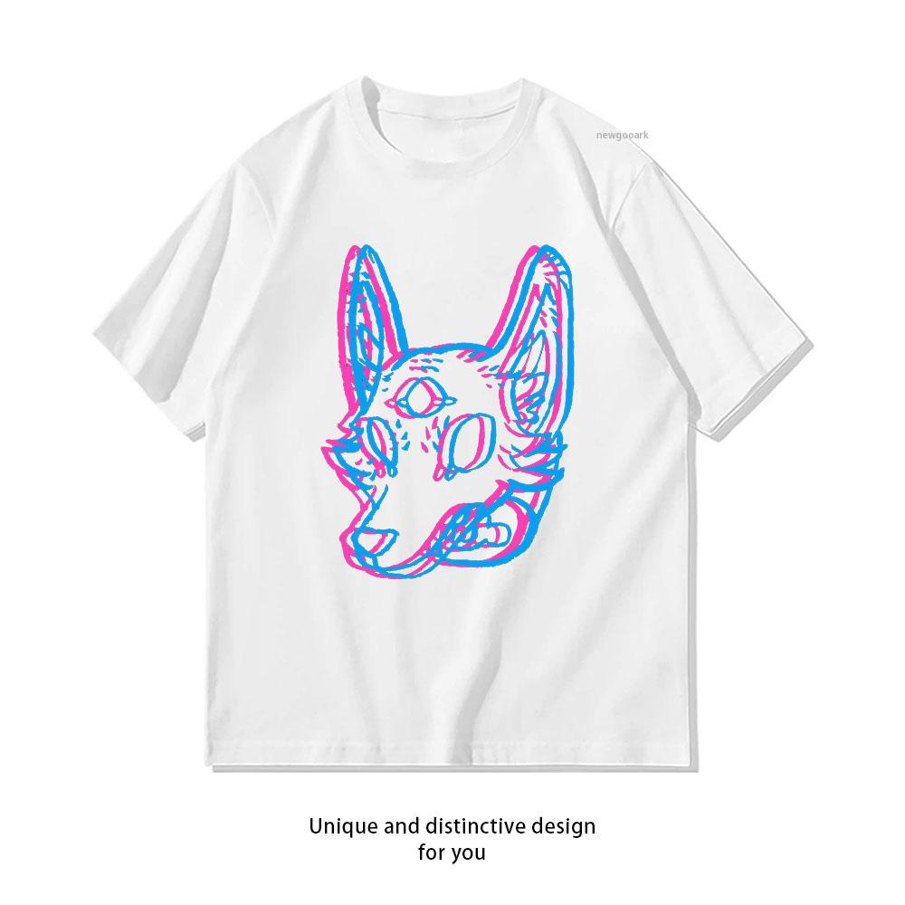 Anaglyph 3D Effect Space Coyote Shirt Woman Man Casual Cotton Printed T Shirts Adult Streetwear Camisetas Tops Tee Creative S