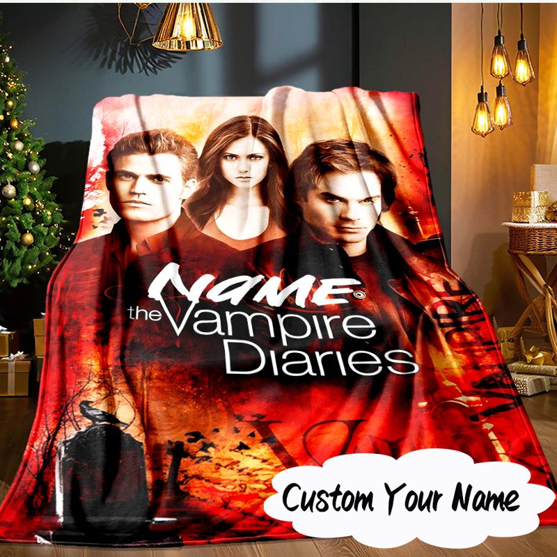 Custom Name Vampire Diaries Blanket  Ideal Bedding Blanket Perfect for Travel, Camping, Living Rooms, Offices, Sofas, Fan Christmas gift