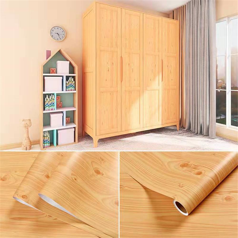 Wood Grain Wall Sticker Furniture Waterproof Vinyl Self Adhesive PVC Wallpaper Kitchen Desktop Cabinet Door Sticker Home Decor