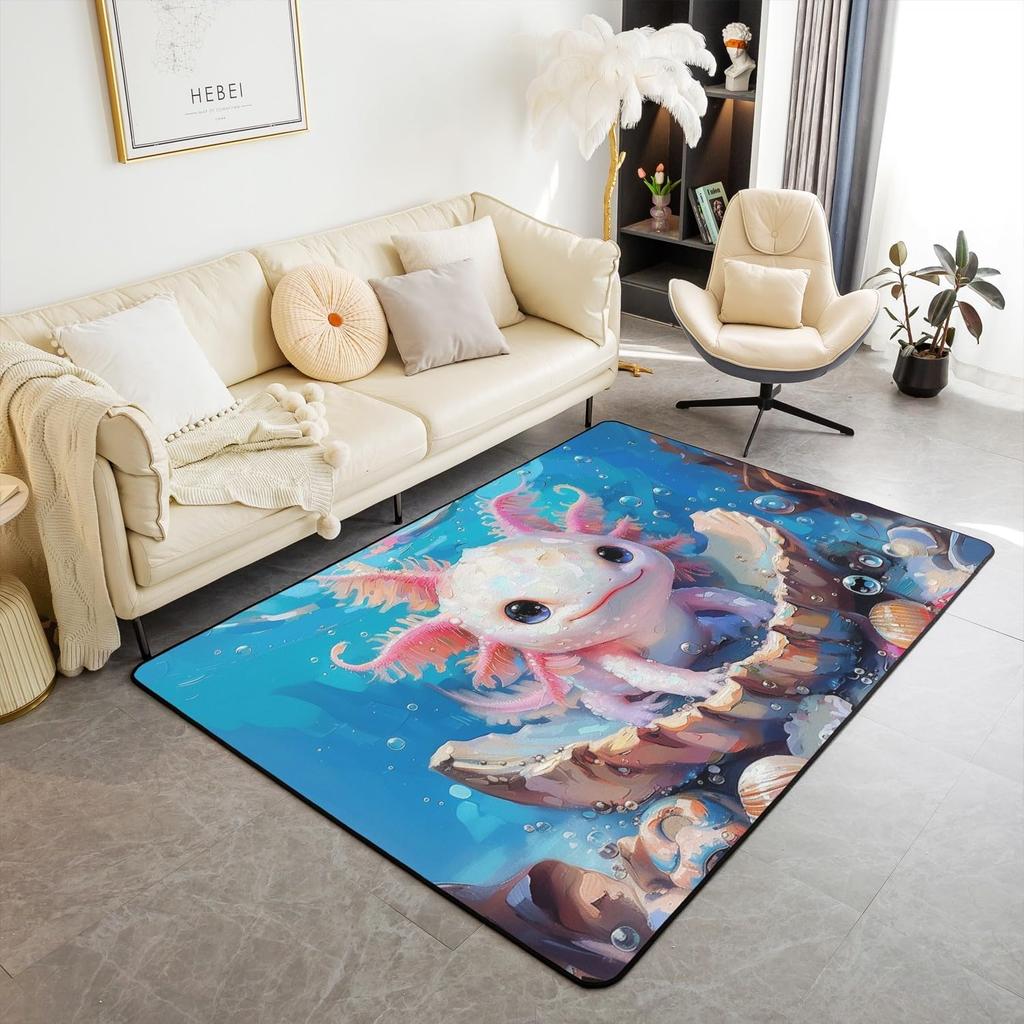 Ocean Themed Living Room Rugs for Bedroom Area Rug Octopus Decor Carpet for Boys Girls Teens Tentacles Indoor Floor Mat Black