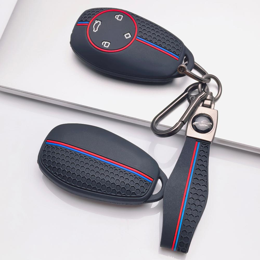 Smart Remote Key Shell Protector for Leapmotor T03 S01 C11 C01 C10 C07 with Keychain Honeycomb Texture Racing Stripe Remote Key Case Protector