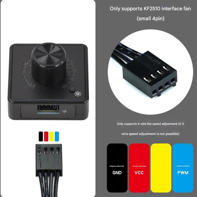 Compactly Speed Controller for 4 Wire Fan 5V 12V Input PD Fast Charging and Backlit Design