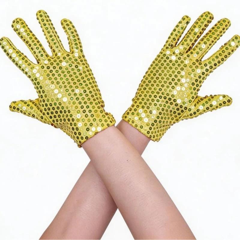 Silver Sparkly Mesh Gloves 1 Pair Shiny Glossy Women Dance Costume Accessory for Wedding Banquet Cocktail Party Cosplay