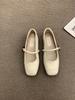 Versatile one-word strap single shoes silver women's shoes retro Mary Jane shoes flats small leather shoes