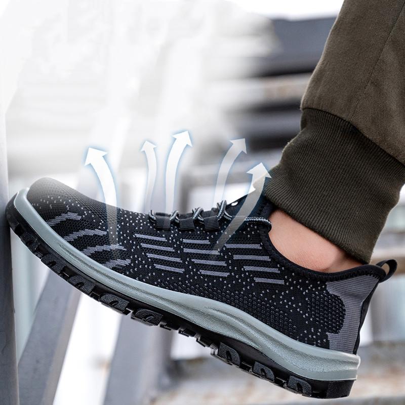 Men Fashion Breathable Steel Toe Caps Work Shoes Summer Safety Boots Air Mesh Worker Sneakers Tooling Security Footwear Protect