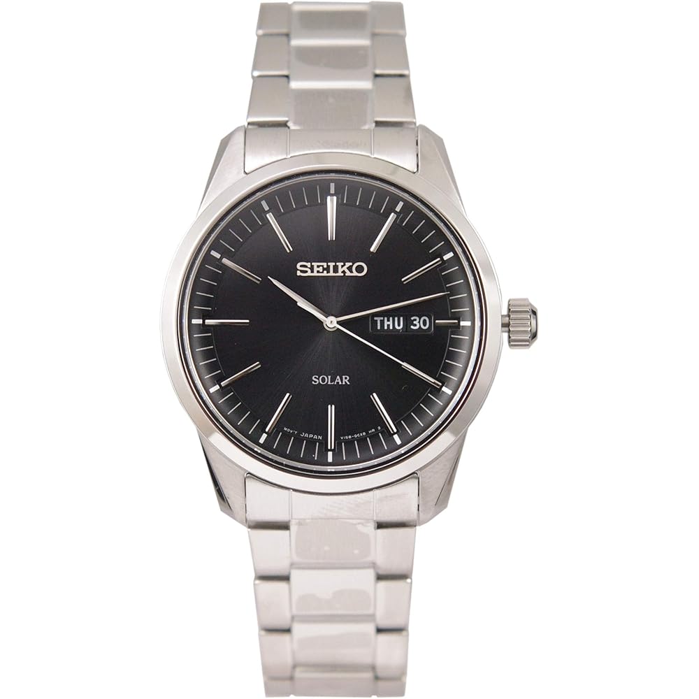 Seiko Solar SNE527P1 Men s Watch Black Dial Stainless Steel Case Water Resistant