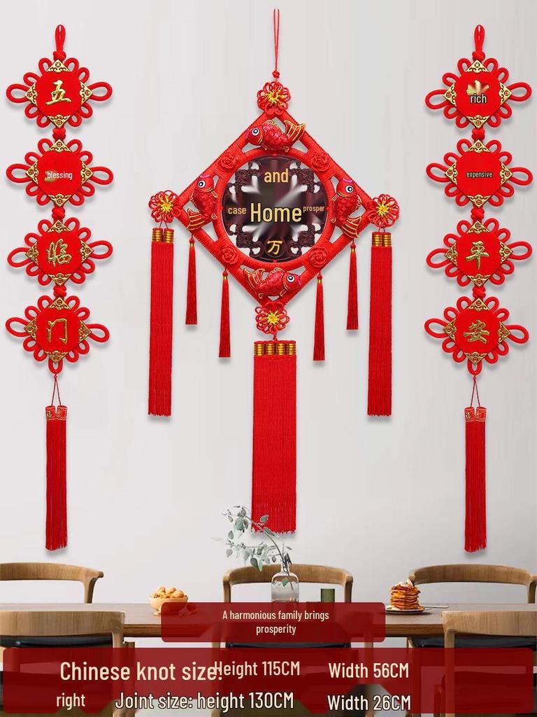 Großer Pfirsichholz Fu-Zeichen Anhänger für das Wohnzimmer: Chinesische Knoten-Dekoration für Wand oder Tür