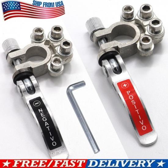 Пара разъемов клемм автомобильного аккумулятора с быстрым отключением, положительный, отрицательный