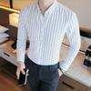 Men's 2023 Slim Fit Vertical Striped Long Sleeve Business Shirt