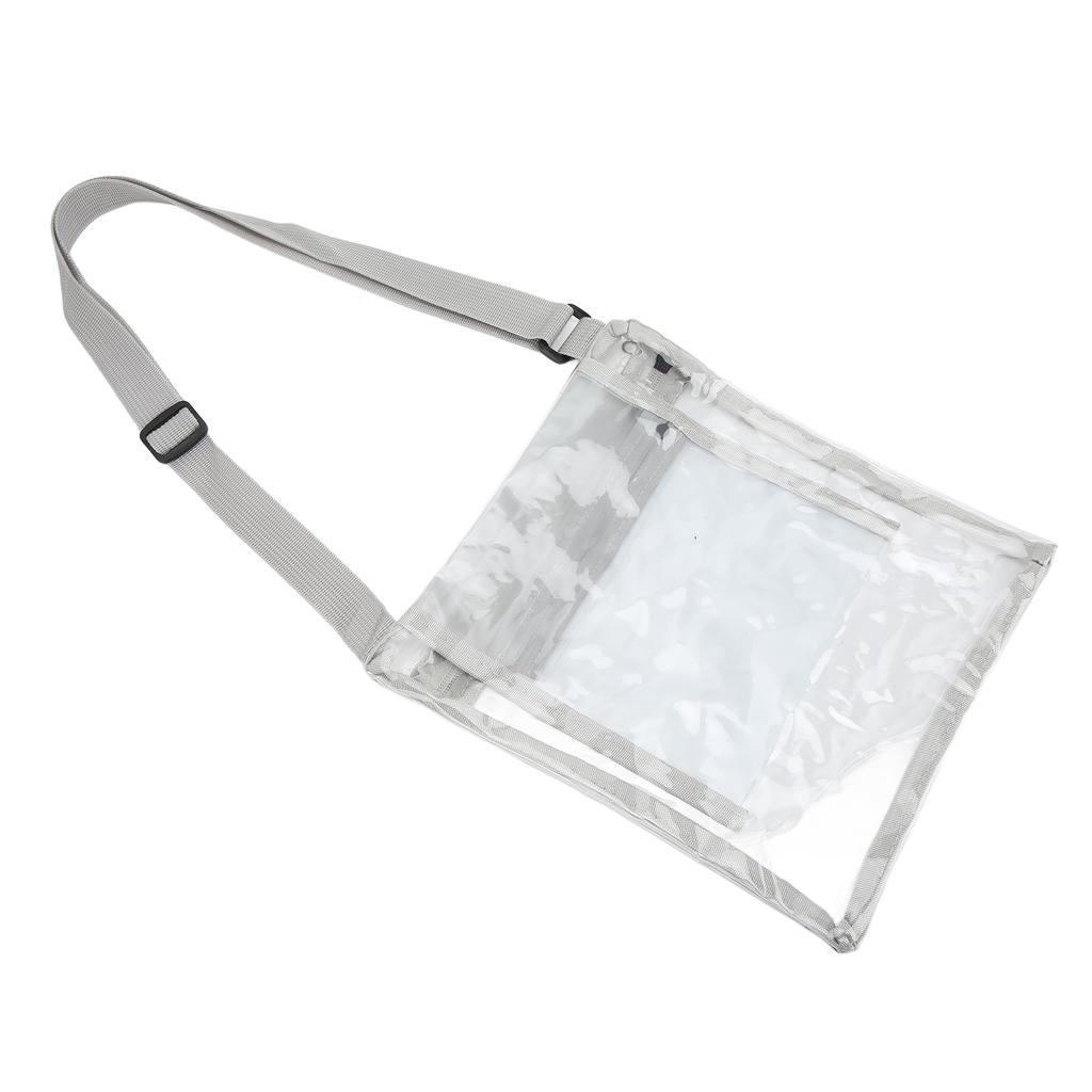 Transparent Messenger Bag with Adjustable Shoulder Strap and Inner Pocket for Sports Events Gray