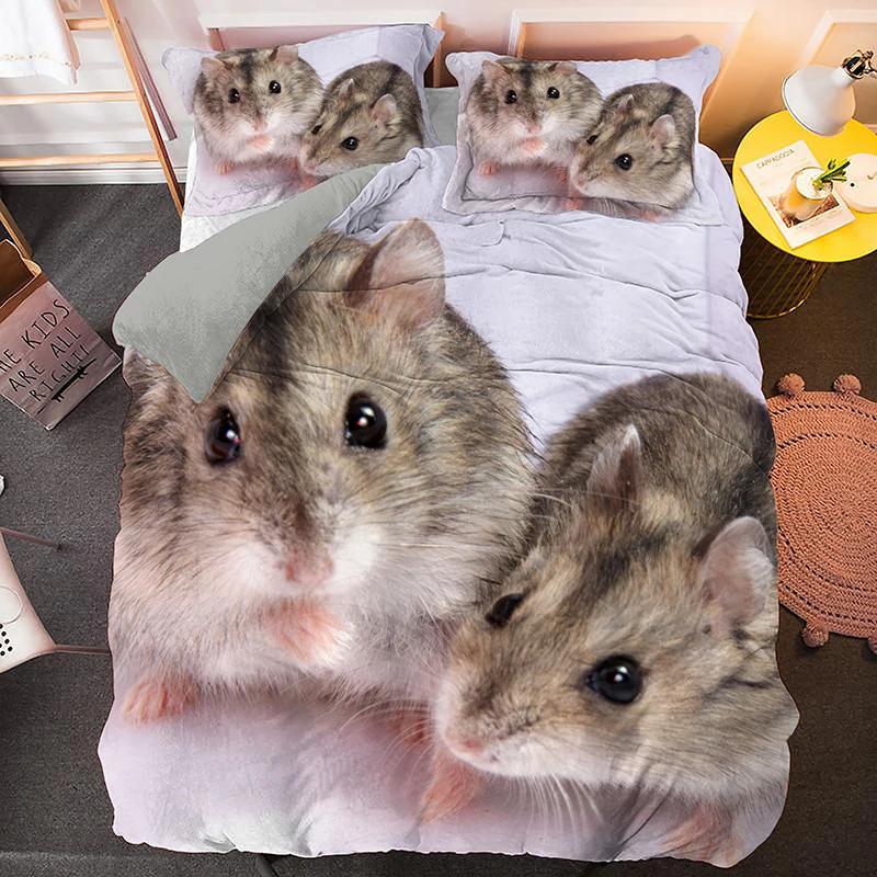 3D Hamster Duvet Cover King Queen Size Lovely Guinea Pig Bedding Set for Kids Teens Adults Family Pet Animal 2/3pcs Quilt Cover