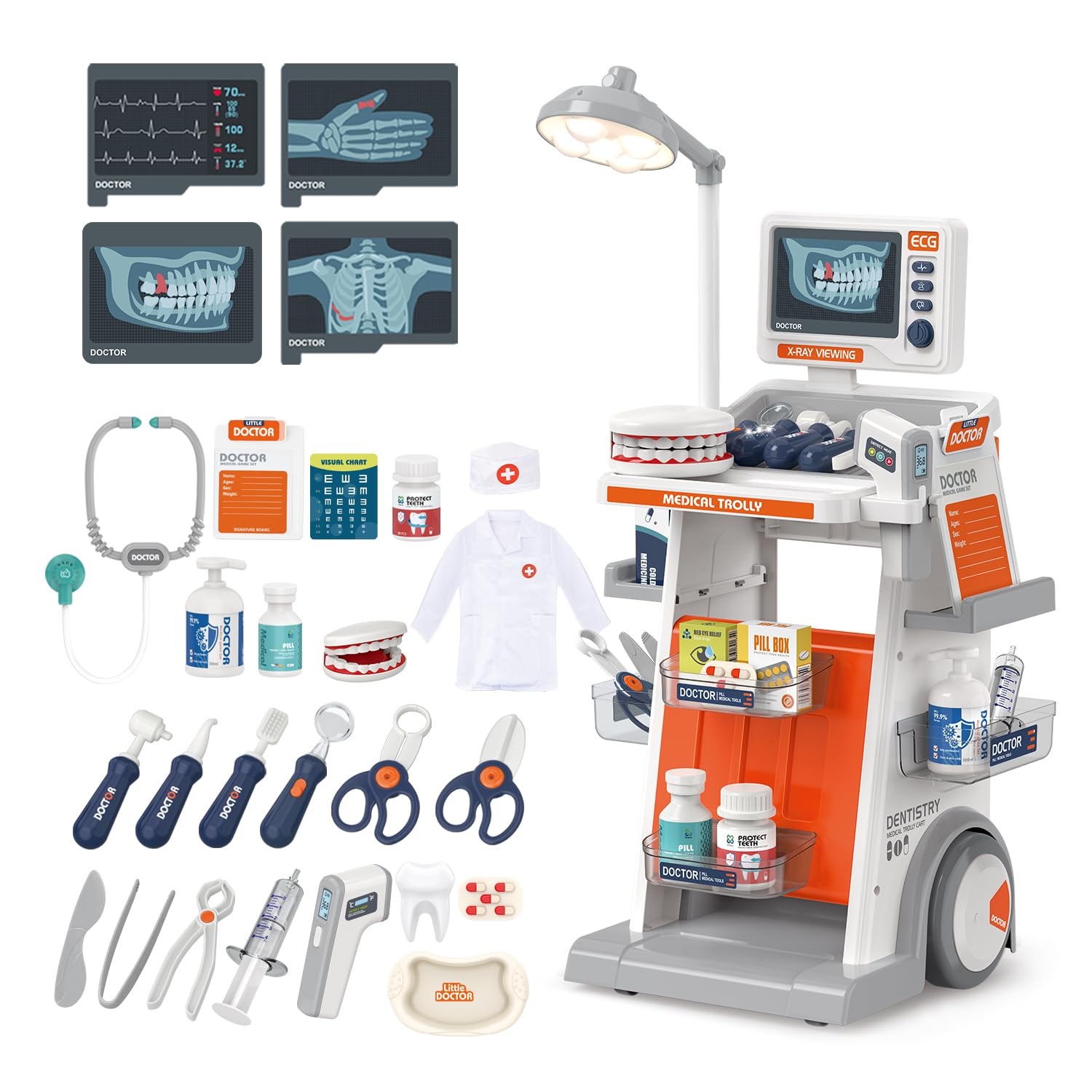 

Игровой набор доктора 32 предмета игра в стоматолога халат шапка ролевая игра доктор развивающая игрушка подарок рождественский подарок детский [продукт]