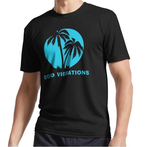 

New Good Vibrations Palm tree print Active Logo T-Shirt Funny Size S to 5XL 2XL