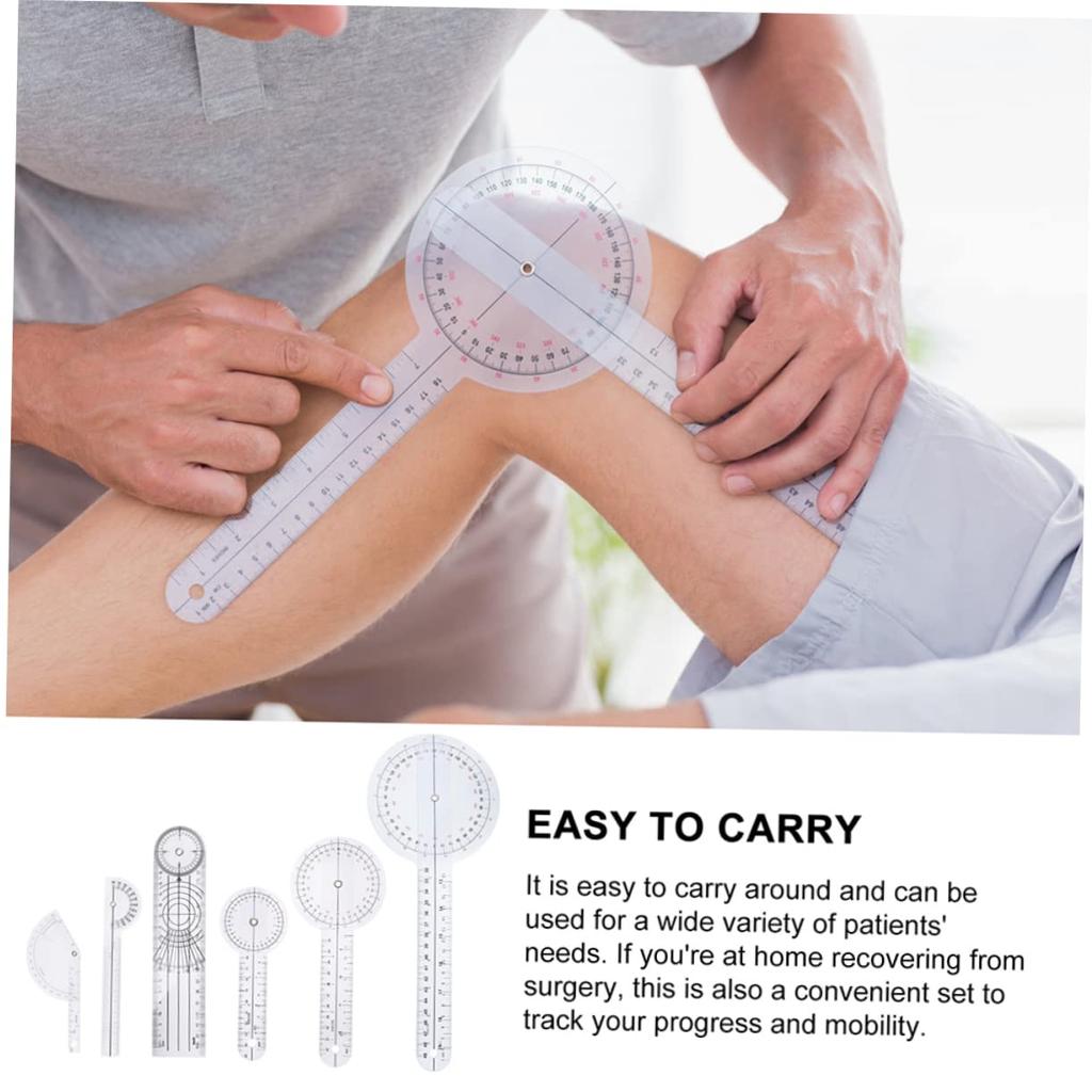 POPETPOP 6-częściowy mały goniometr, goniometr palcowy, kątomierz stawowy, goniometr elastyczny, goniometr obrotowy, kątomierz