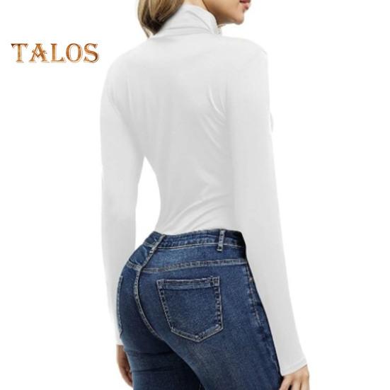 Women Bottoming Tops High Collar Long Sleeve Slim Fit Pullover Tops Solid Color Basic Turtleneck Blouse Daily Wear