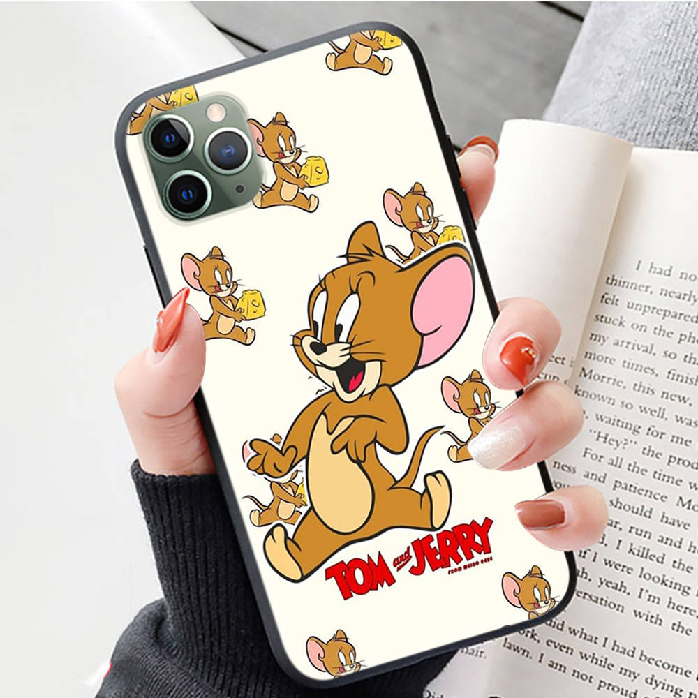 J-9 Tom and Jerry Black Case for iPhone 16 15 14 13 12 Samsung S24 S23 Ultra Xiaomi POCO Redmi Note Realeme Moto OPPO A15 Realme VIVO Pro Max Plus 5G