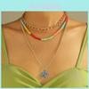 Stylish Multi-layer Dog Pendant Necklace With Soft Clay Floral Design For Women