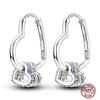 Sparkling Women Hoop Earrings 925 copper Heart Shape Star Moon Round Blue Zircon Fit Origina Drop Earrings Zircon Holiday gifts