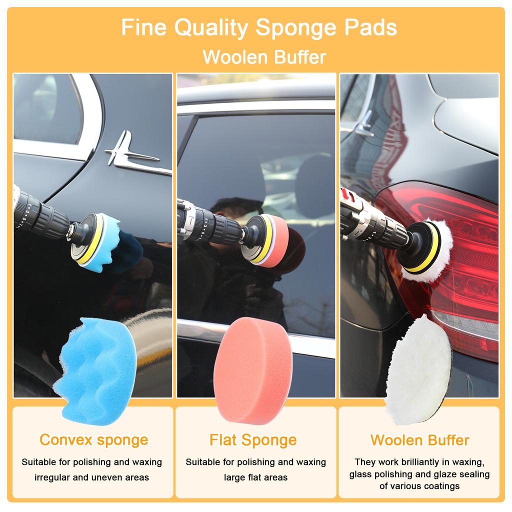 38PCS Car Polishing Pads Waxing Buffing Sponge Pad Kit Set for Car Polisher Buffer Waxer Sander
