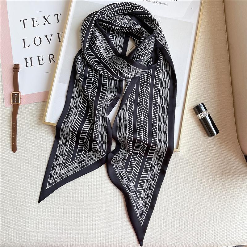Fashion Print Hair Ribbon Scarf Women Neck Tie Bag Scarfs Satin Silk Skinny Headscarves Ladies Foulard Floral Bands New