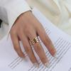 Oumeis Multi-Layer 18K Gold Titanium Steel Smooth Surface Couple Ring for Men & Women