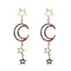 Women Baroque Style Drop Earrings Titanium Steel Alloy Pendant Earrings Acrylic Colorful Crystal Moon Star Shape Geometric Ear Ornaments