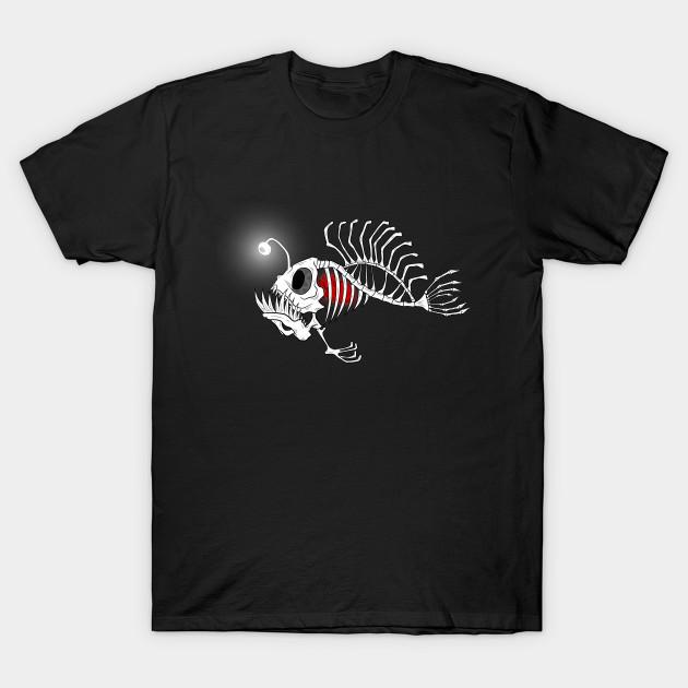 Men Black Print T-shirt Angler Fish No-Cut Transfer Paper Print Cotton Tshirt L