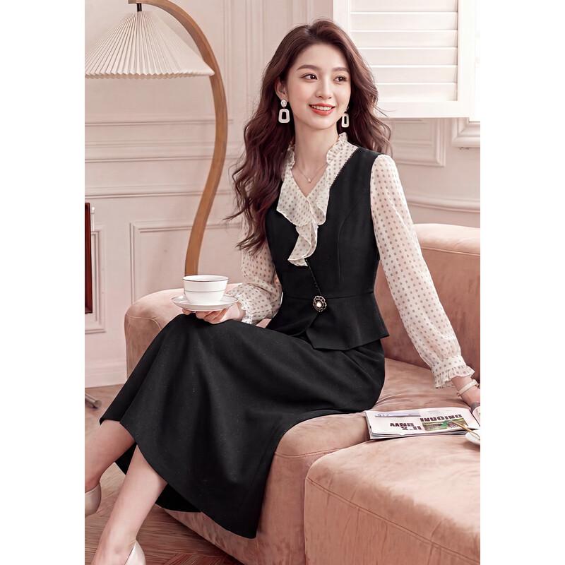 French Romantic Ruffle Collar A-Line Dress XL