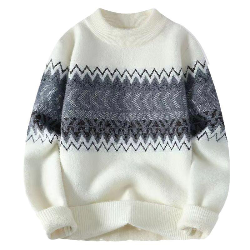 Hot Sale, Autumn and Winter New Printed Crew Neck Sweater Bottom Knitted Sweater Large Size Loose Sweater