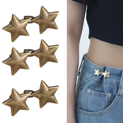 Tighten Waist Button Pin Buttons Alloy Star Shape Adjustable Waist Buckle for Women Girls Tighten Waist Jeans Button