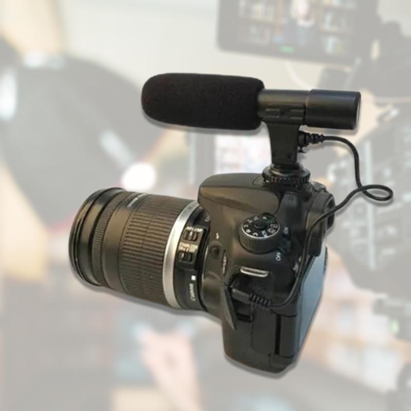 Portable Condenser Stereo Microphone Mic with 3.5mm Hot Shoe Mount for DSLR Camera Camcorders Interviews Accessories