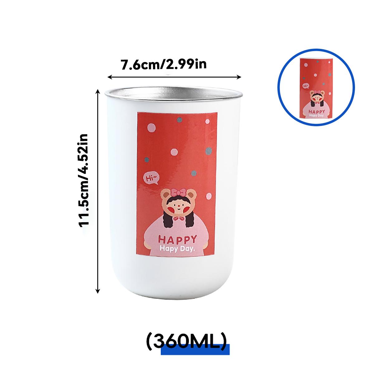 

WORTHBUY 304 Stainless Steel Mouthwash Cup With Cute Sticker Portable Toothbrush Cup Reusable Gargle Cup Bathroom Accessories