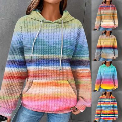 Women's Hoodies Causal Long Sleeve Hoodie Autumn Pullover Vintage Rainbow Casual Sweatshirts Pullovers Streetwear Women's Clothing