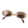 Great Cartier Sunglasses 2C Decor Two-Point Rimless Gold Mens Used