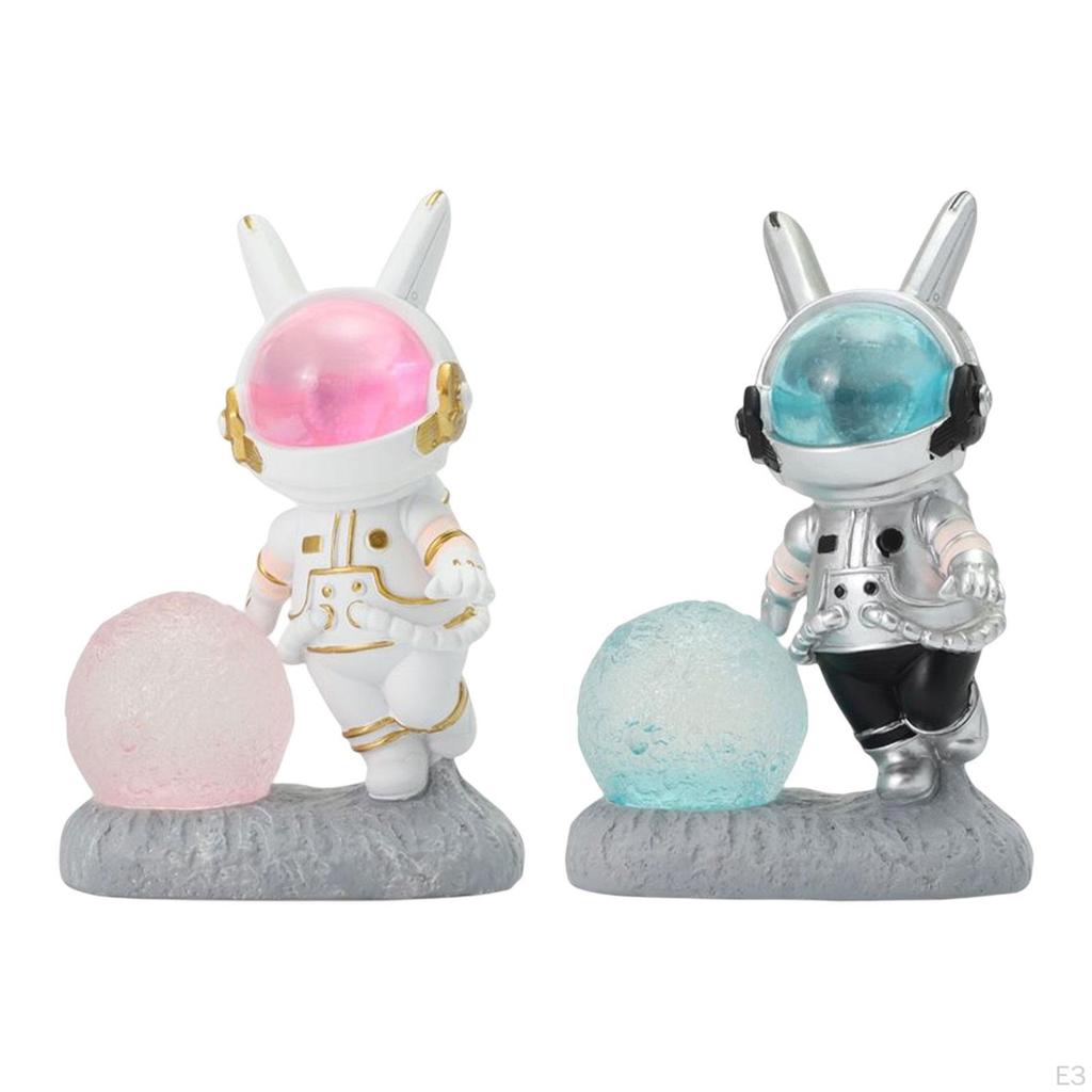 Resin Space Rabbit Phone Holder Decorative Cute for Car Dashboard Decoration