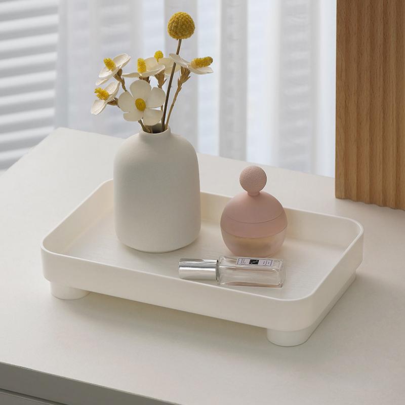 Square Tray Wooden Skincare Product Display Key Desktop Organizer