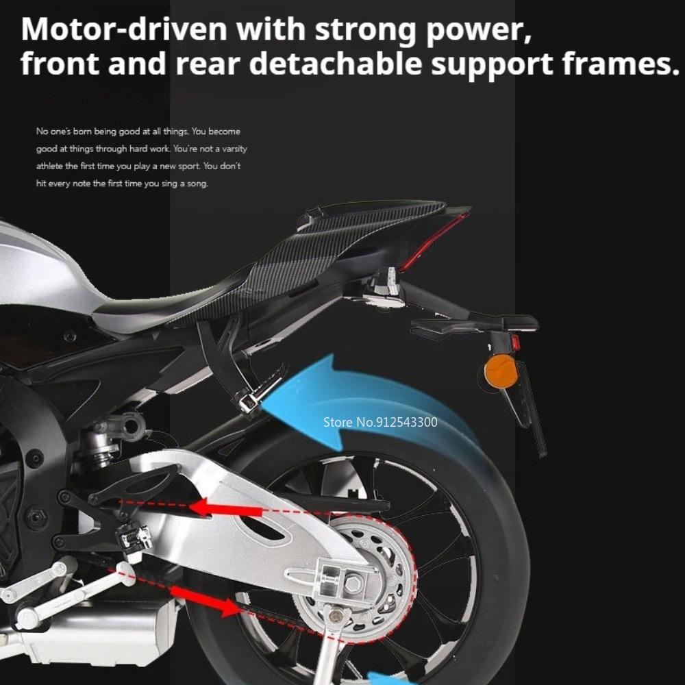 1:6 Scale R1M Ignitable Motorcycle Model Toy Sound Light Shock Absorption Sprayable Motorbike Models Toys Metal Diecast Gifts