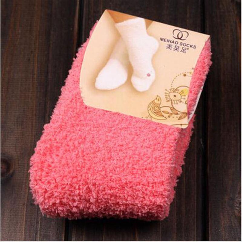 Cute Socks Women Bed Socks Pure Color Fluffy Warm Winter Kids Gift Soft Floor Home Accessories Funny Socks New Year's Gift