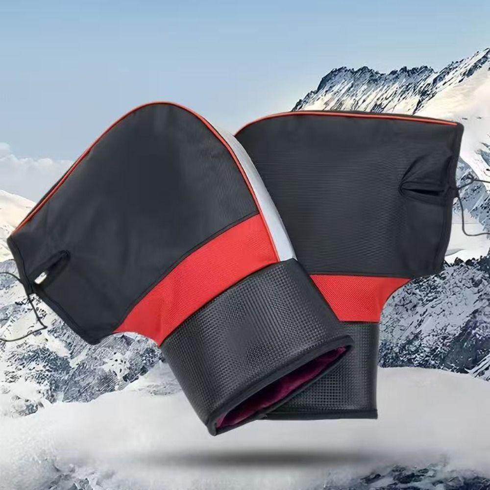 Thickened Cotton Motorcycle Handlebar Gloves Reflective Strips Handlebar Muffs Winter Riding