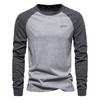 100% Cotton Long Sleeve Men's T-shirt Solid Color Letter Print Casual T Shirts for Men New Spring Tops Tee Men Clothing