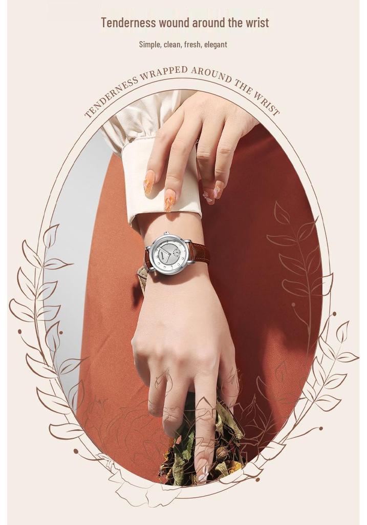 Sanda Women's Fashionable Leather & Silicone Strap Quartz Watch with Luminous Stopwatch