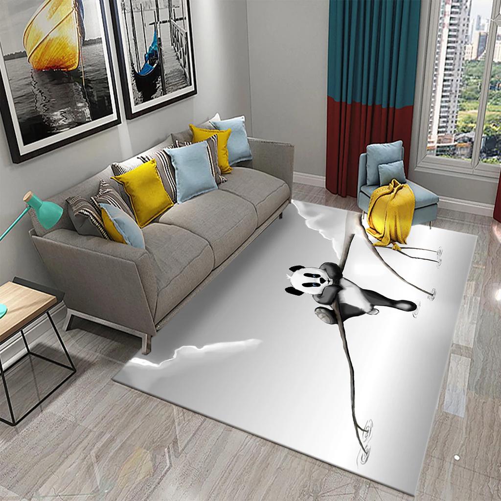 3D Cartoon Cute Panda Carpet Area Rug for Living Room Bedroom Bathroom Kitchen Decor Kid Play Crawl Soft Non-slip Floor Mat Gift