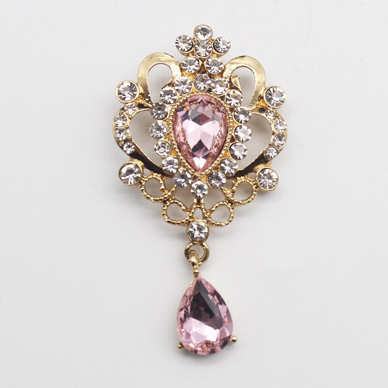 

Новая золотая ретро хрустальная брошь, украшение из страз в форме капли воды, одежда может быть высококлассным легким роскошным брошью