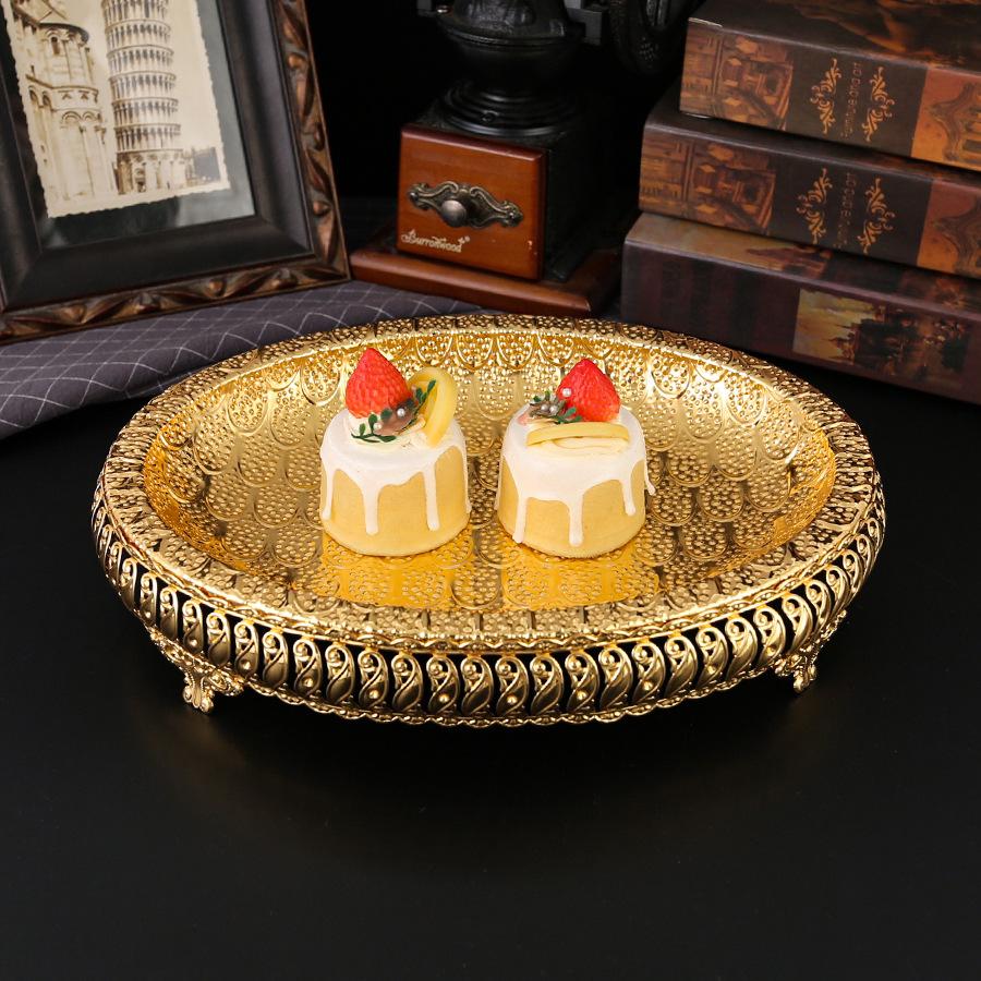 Light Luxury Metal Oval Household Living Room Fruit Plate Creative Dried Fruit Plate Storage Plate Metal Handicraft Ornament