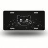 2D Flat White Cat Face License Plate Frame, Polished Aluminum Front Car Tag Cover, Universal 5.9x11.8 Inch Playful Decorative Ex