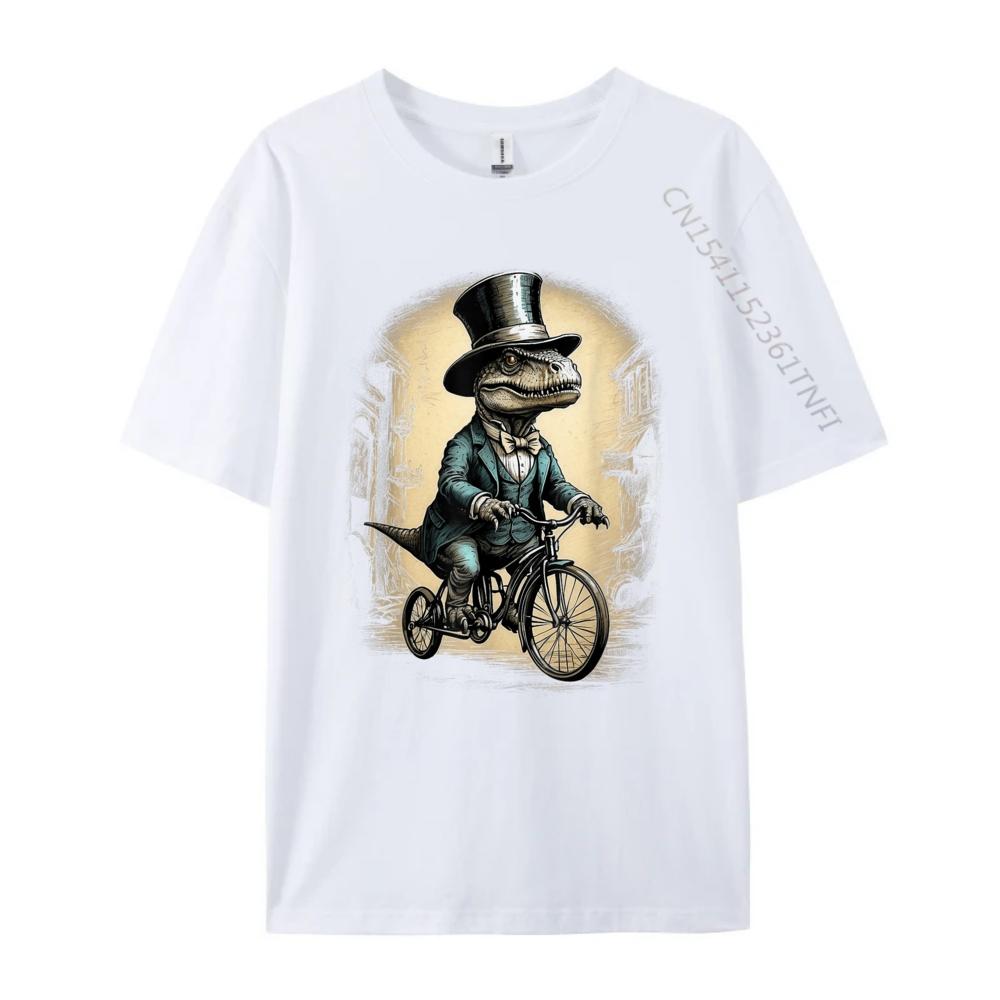 Vintage Dinosaur Trex Riding Bike Funny Dino Lover Sports T Shirt Men Men Long Sleeve Tee Mothers Day