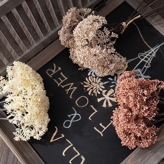6 Bundles Artificial Aglaia Odorata Branch Realistic Fake Fruits Berries Stem for Home Office Indoor Flower Arrangement Wedding Party Centerpiece