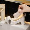 Cute cartoon draining soap dish creative home ceramic sausage dog no water accumulation sink soap box holder soap holder