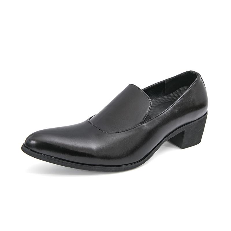 Plus Size Men's Formal Pointed Toe Leather Slip-on Shoes - Spring/Autumn 2025