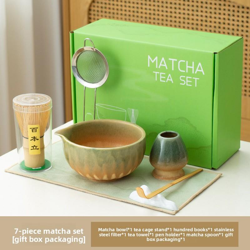5/7piece Set Ceramic Gradual Change Color Tea Stand Matcha Bowl Set To Order Tea Japanese Style Complete Set of Tea Tools